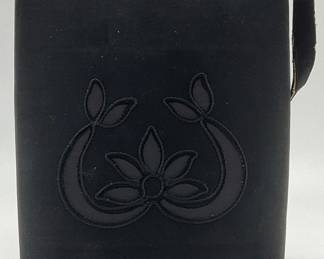 Vintage Black Satin Floral Handbag
