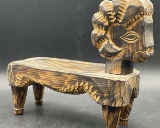 Vintage Carved Wood Sheep Figural Bowl Vessel
