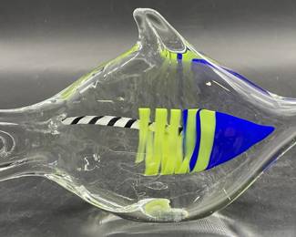 SUMTHIN FISHY Sig Art Glass Fish Figural Sculpture
