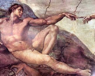 The Creation of Man Detail Michelangelo Lithograph
