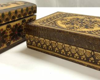 Lot 2 Vintage Wooden Jewelry Boxes POLAND
