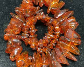 Vintage Chunky Amber Beaded Necklace
