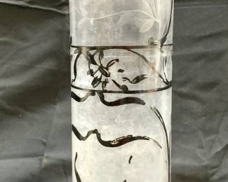 Sterling Silver Overlay Art Nouveau Art Glass Vase
