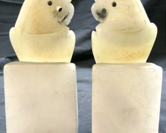 Pr White Alabaster Cockatoo Figures
