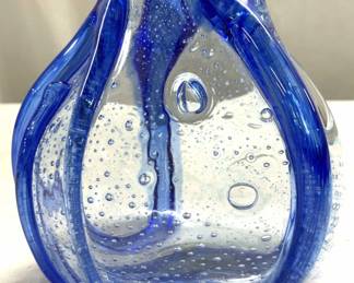 Hand Blown Bubble Art Glass Vessel
