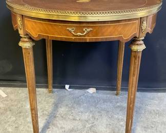 Louis XVI Style Inlaid Floral Circular Table, Sp
