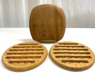 Lot 3 Assorted Wooden Trivets
