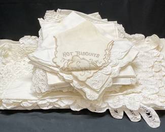 Group Lot Assorted White Table Linens
