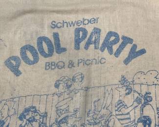 Vtg Schweber Pool Party BBQ Picnic Cotton Throw
