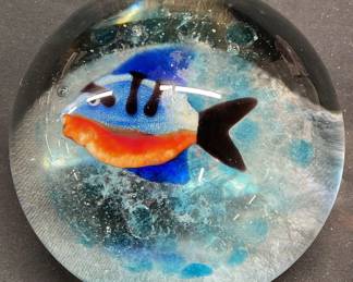 OGGETTI MURANO Glass Fish Paperweight Italy
