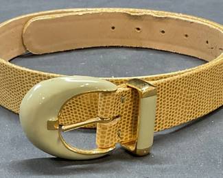 St John Beige Reptile Leather Belt
