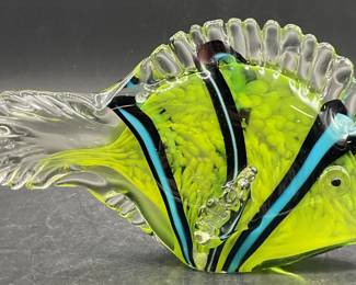 Hand Blown Murano Style Art Glass Fish Sculpture
