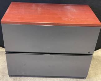 Lateral File Cabinet W/ Cherry Toned Top
