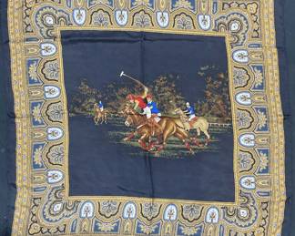Black Silk Horse Polo Player Scarf, Italy
