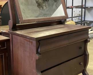 Vintage Mirrored Empire Style 4 Drawer Dresser
