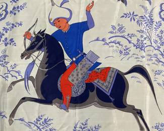 Echo Blue Silk Persian Print Scarf
