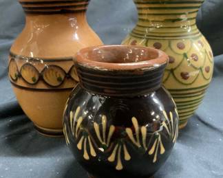 Lot 3 Assorted Hand Crafted Vases Vessels
