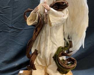 Female Angel W Lyre Figure W Giltwood Base
