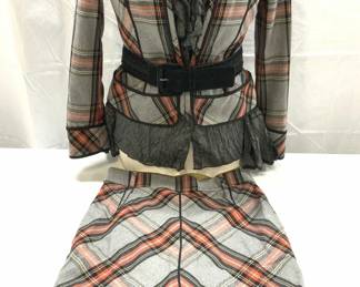 Zara Woman Wool Blend Skirt Suit w Belt & Blouse
