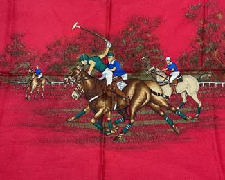 Red Silk Horse Polo Player Scarf
