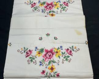 Group Lot Floral Embroidered Pillowcases
