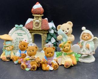8 Bear & Clock Figurals, Enesco 1990s +

