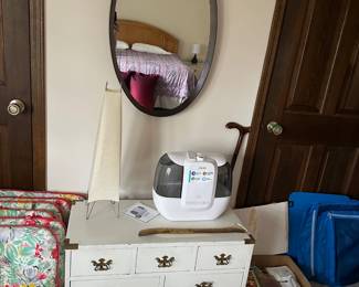 Small Chest of Drawers, Mirror, Humidifier, Lamp