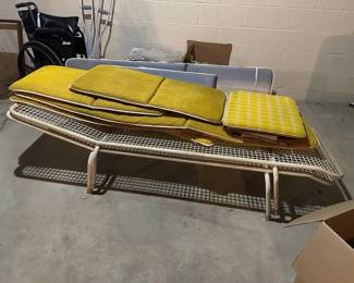 Mid Century Outdoor Chaise Lounge Chairs w/ Cushions