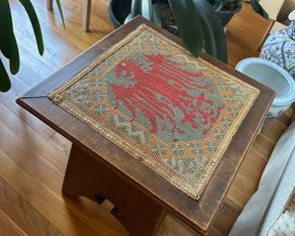 Antique Needlepoint Stool