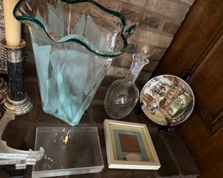 Art Glass Vase, Picture Frames, Decanter