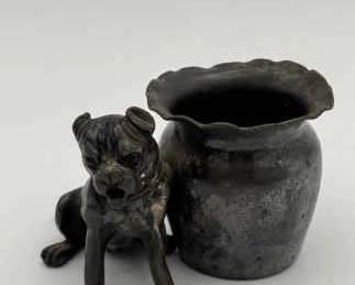 Antique Silverplate Bulldog Toothpick Holder
