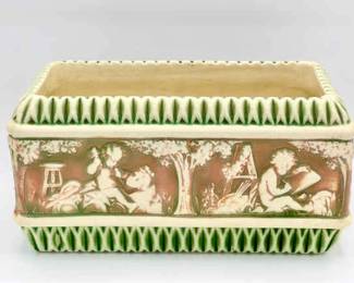 1916 Roseville Pottery Donatello Window Box Planter Green/Cream
