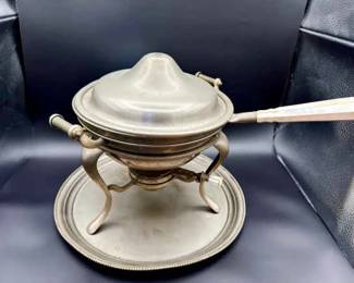 Rochester Stamping Chafing Dish Set W Mother Of Pearl Handles
