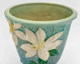 1934 Roseville Pottery Clematis Pot Blue
