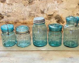 (5) Vintage Manganese Canning Jars
