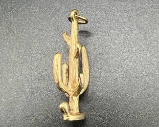 14K Gold Cactus Pendant

