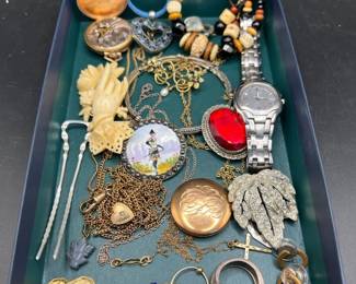 Collection of Jewelry incl. Working Citizens Eco-Drive Watch, Cloisonné Earrings & Vintage Pieces
