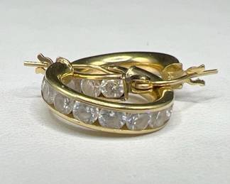 Sparkling Chanel Set 14K Gold Hoop Earrings
