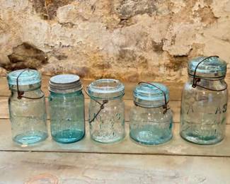 (5) Vintage Manganese Canning Jars
