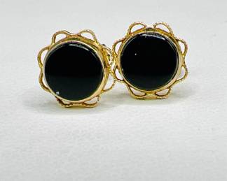 Edwardian Black Cabochon Earrings
