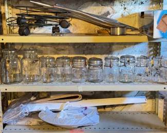 Shelf Of Clean Vintage Canning Jars
