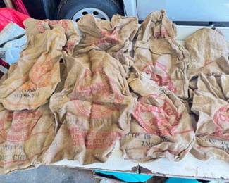 (15) Vintage White House Coffee Burlap Sacks (Red Seal)
