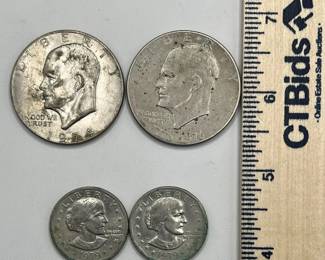 (4) 1970s Dollar Coins — Eisenhowers & Susan B. Anthonys
