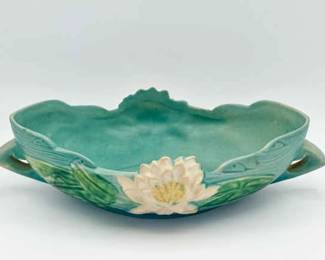1940s Roseville Pottery Water Lily Console Bowl Green
