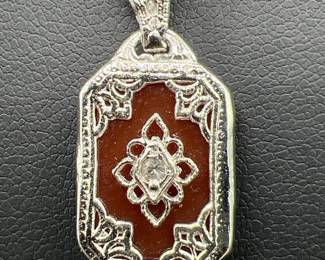 Sterling Silver Necklace with Sparkling Pendant
