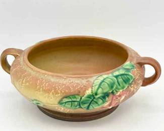 1939 Roseville Pottery Fuchsia Console Bowl Rusty Brown
