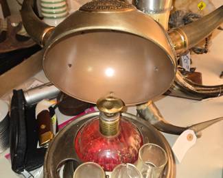 Viking helmet drink set inside