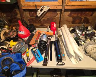 Fishing reels, sand pole holders, other tools