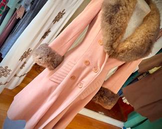 Vintage winter coat with fur collar and cuffs
