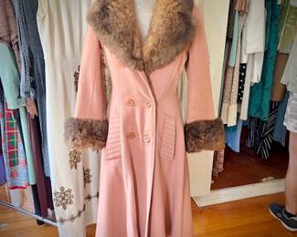 Vintage winter coat with fur collar and cuffs